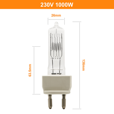 Ampoules finies simples de la lampe G22 de quartz de la lampe 230v 1000w d'halogène d'affichage photooptique