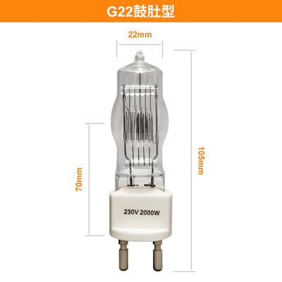 ampoule finie simple d'halogène de lampe de 230v 2000w G22 3200k 300Hours