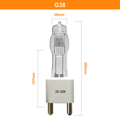 lampe à haute tension de l'halogène 230v 2000 simples de l'ampoule G38 de watt finis