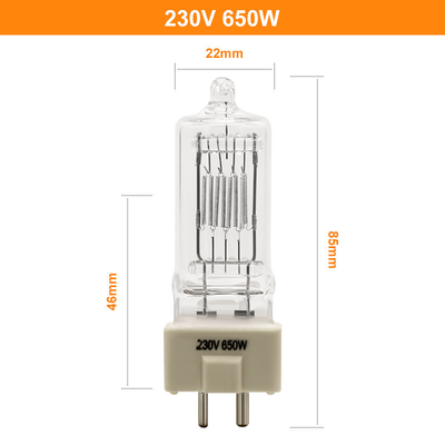 ampoule de projecteur de théâtre de lampe de quartz d'halogène de l'ampoule d'halogène de lumière de l'étape 16250lm GY9.5 650W 230V