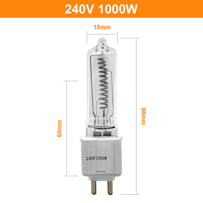 ampoule de chauffage infrarouge de film d'ampoules de Bipin d'halogène de 240V 1000W G9.5 98mm