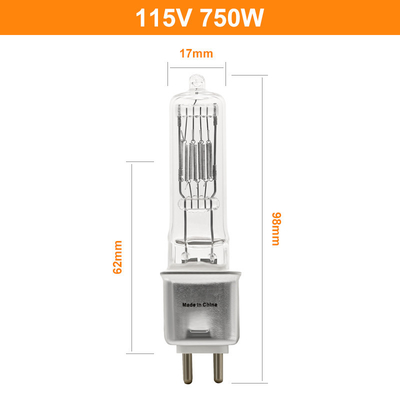 Lumière arrière du Bi G9.5 de Pin Halogen Bulb 3200k 750 du watt 115v de tungstène de projecteur bas d'étape