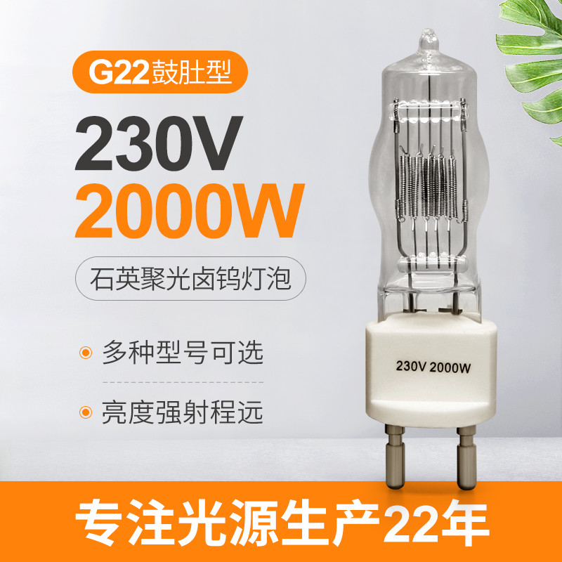 ampoule finie simple d'halogène de lampe de 230v 2000w G22 3200k 300Hours