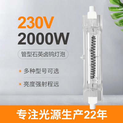 230V 2000 lampes de chaleur finies par double de l'ampoule R7s d'halogène de lampe de quartz de watt