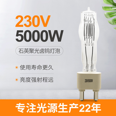 lampe 180mm 125000lm d'halogène de bateau d'ampoule de quartz de studio de 230V 5000W G38